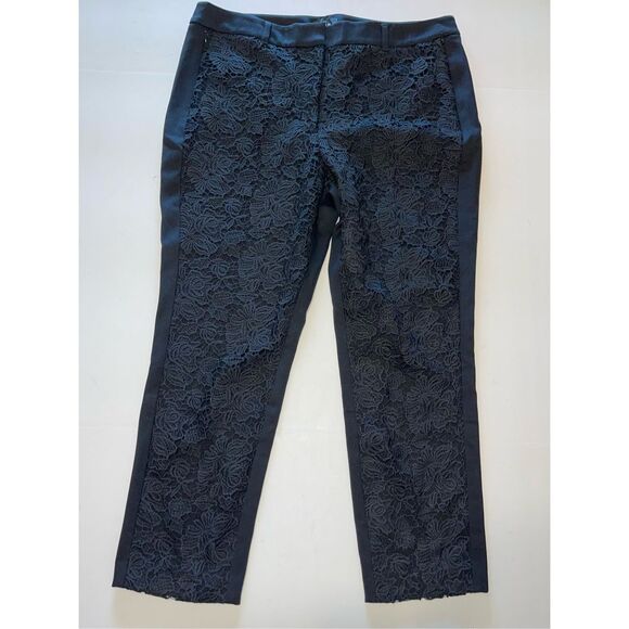 The Slim Pants - THE‎ SLIM ANKLE Dress Pants Women's Size 16 Black Floral Lace Straight Leg